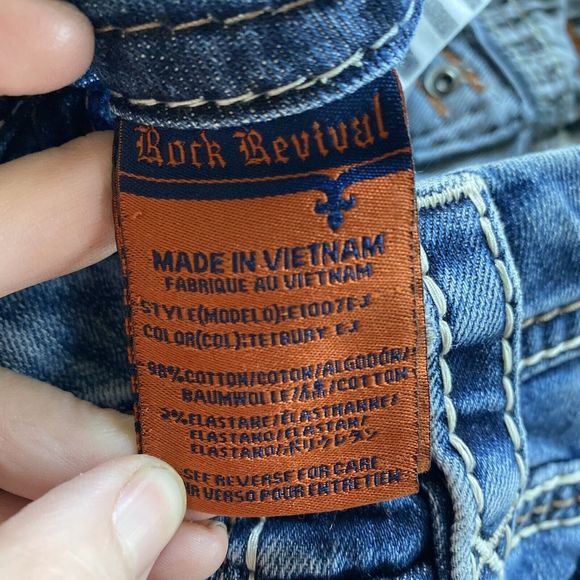 Rock Revival Jeans Women's 28 Easy Straight Tetbury Flap Pocket Bling Low Rise - Picture 11 of 16